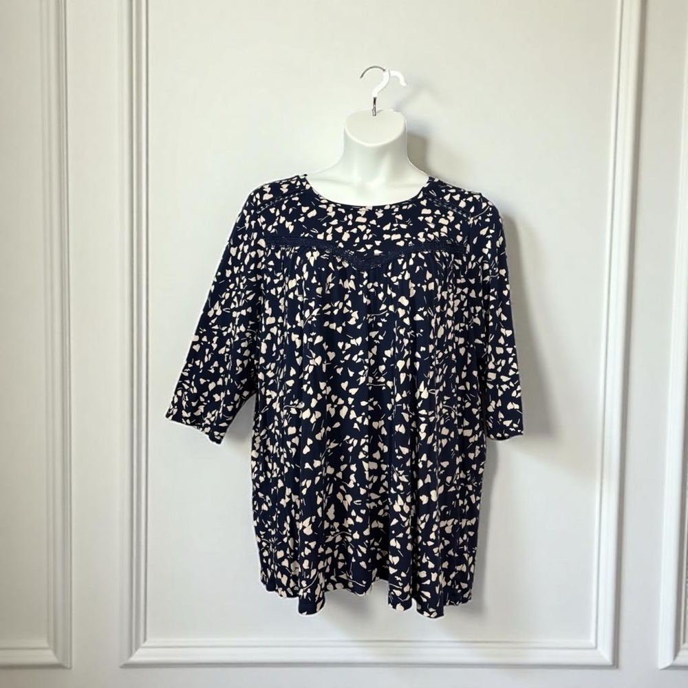 Penningtons, Navy & White Abstract Print Tunic, Plus Size 2X